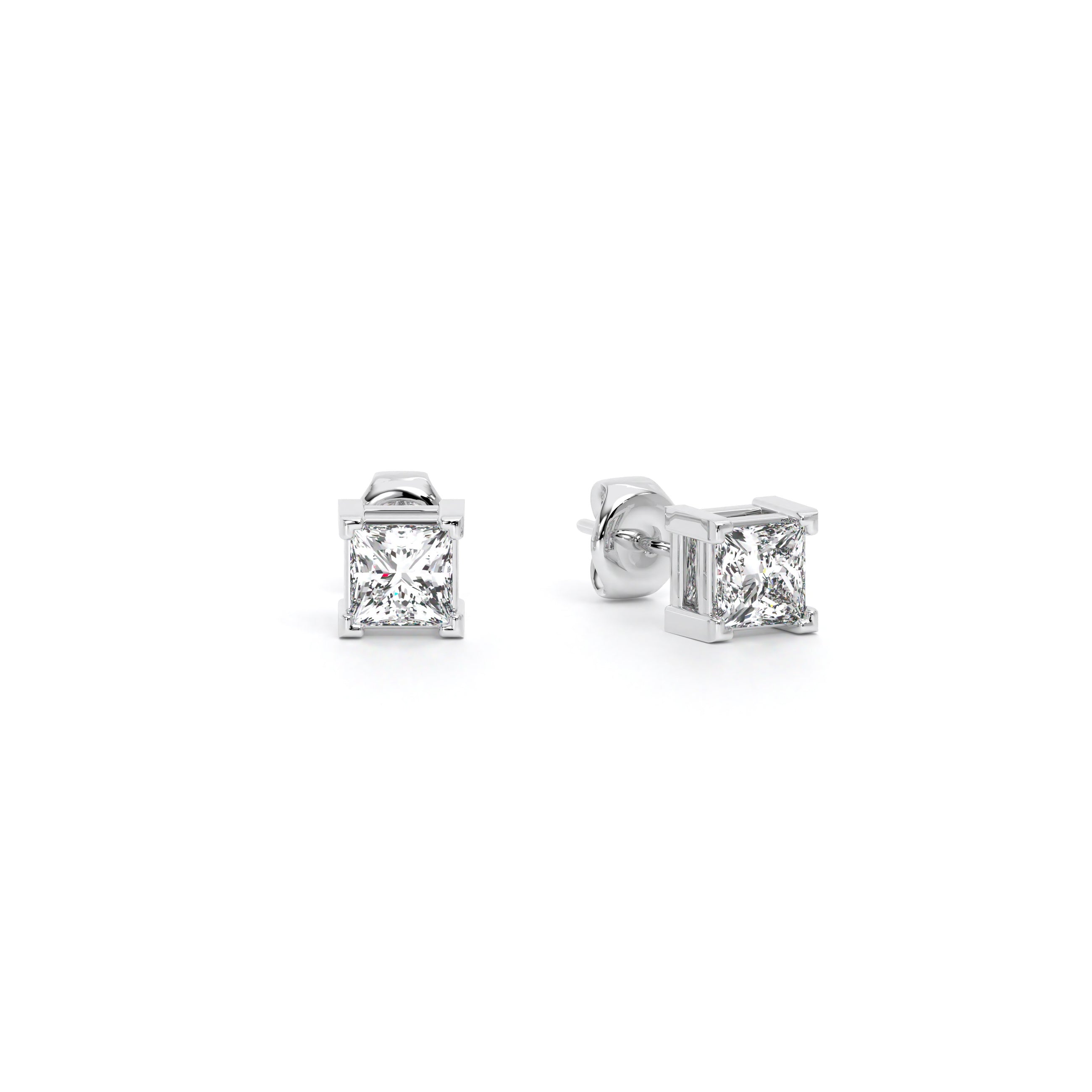 Princess Diamond Stud Earrings White - Danill Jewels