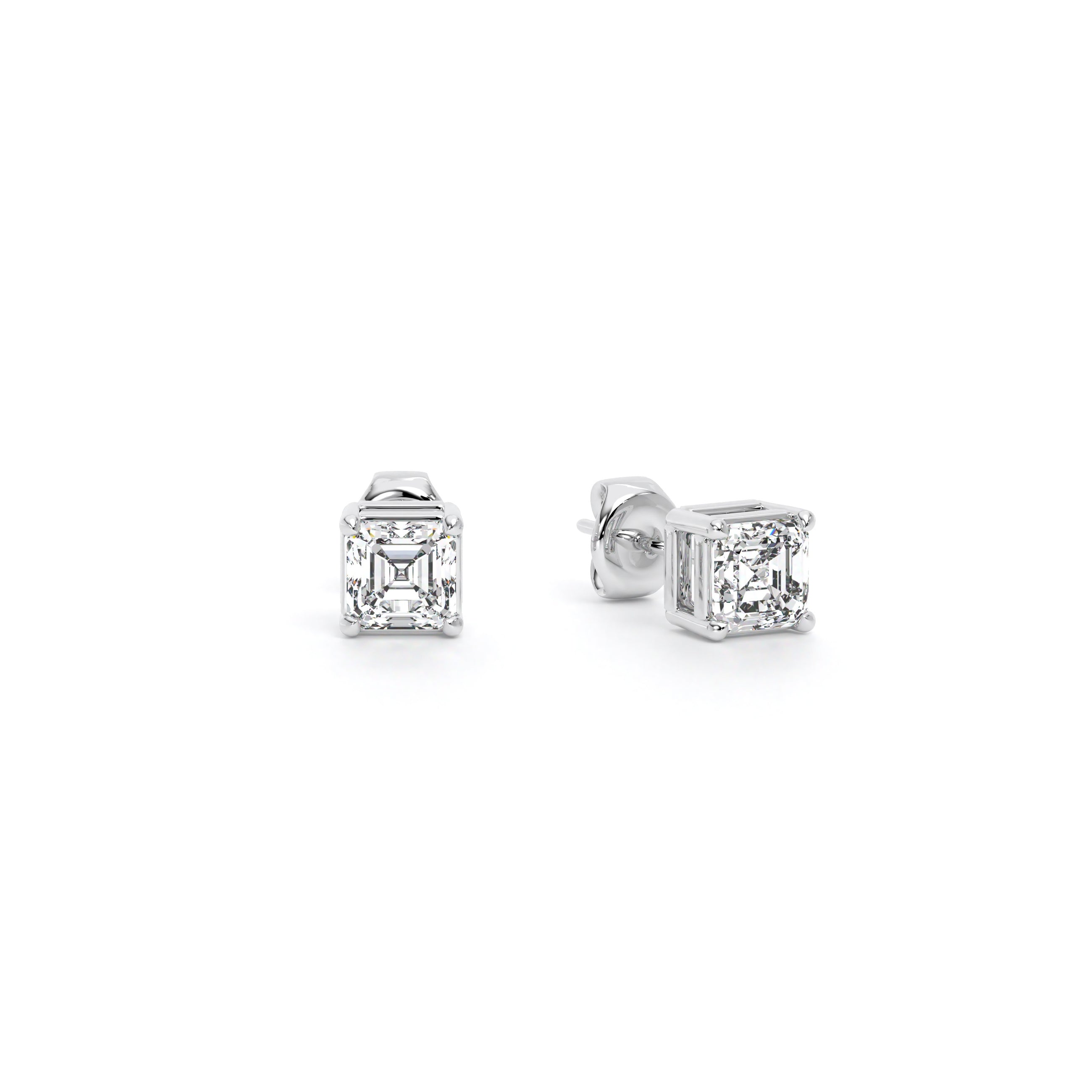 Asscher Diamond Stud Earrings White - Danill Jewels