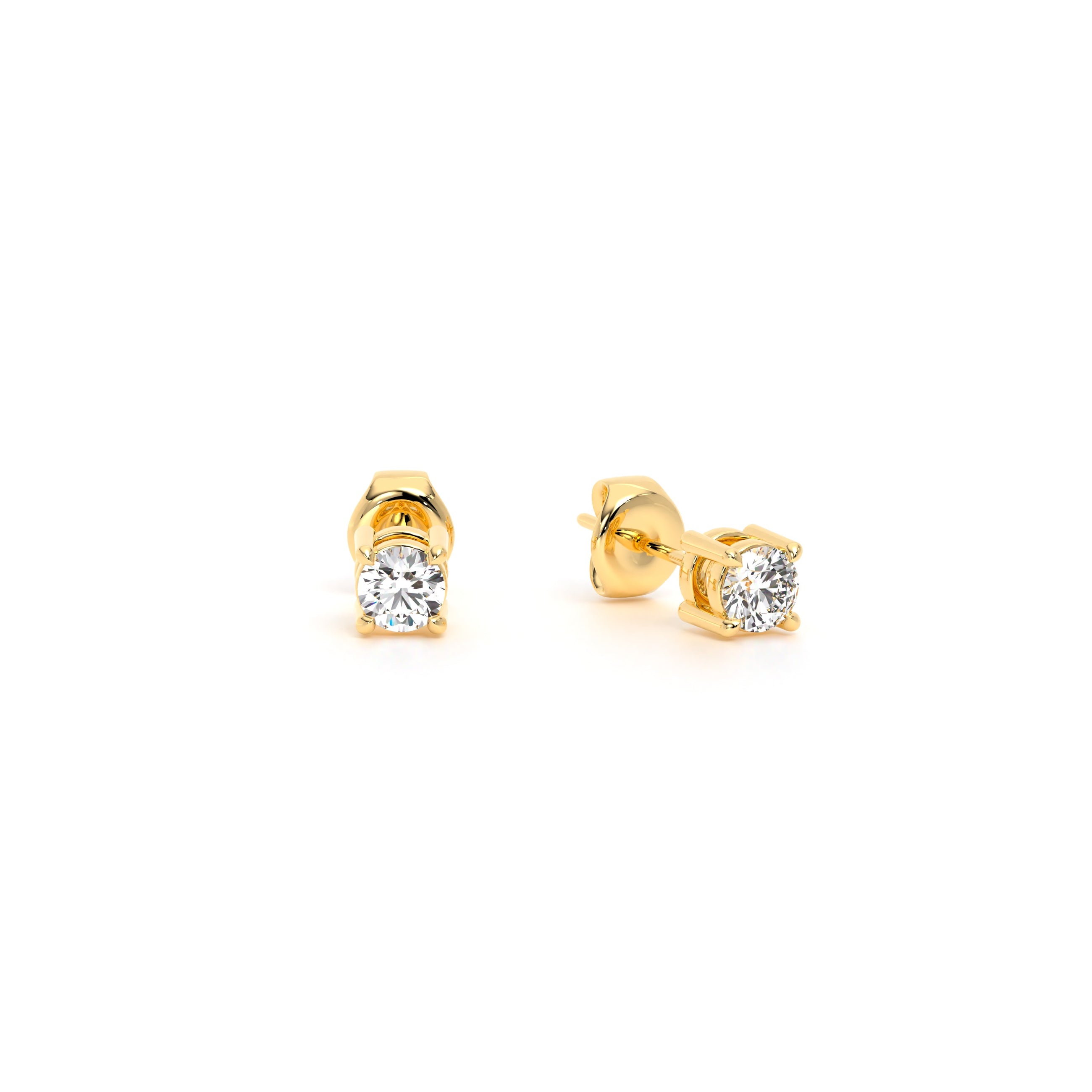 Petite Round Diamond Stud Earrings Yellow - Danill Jewels