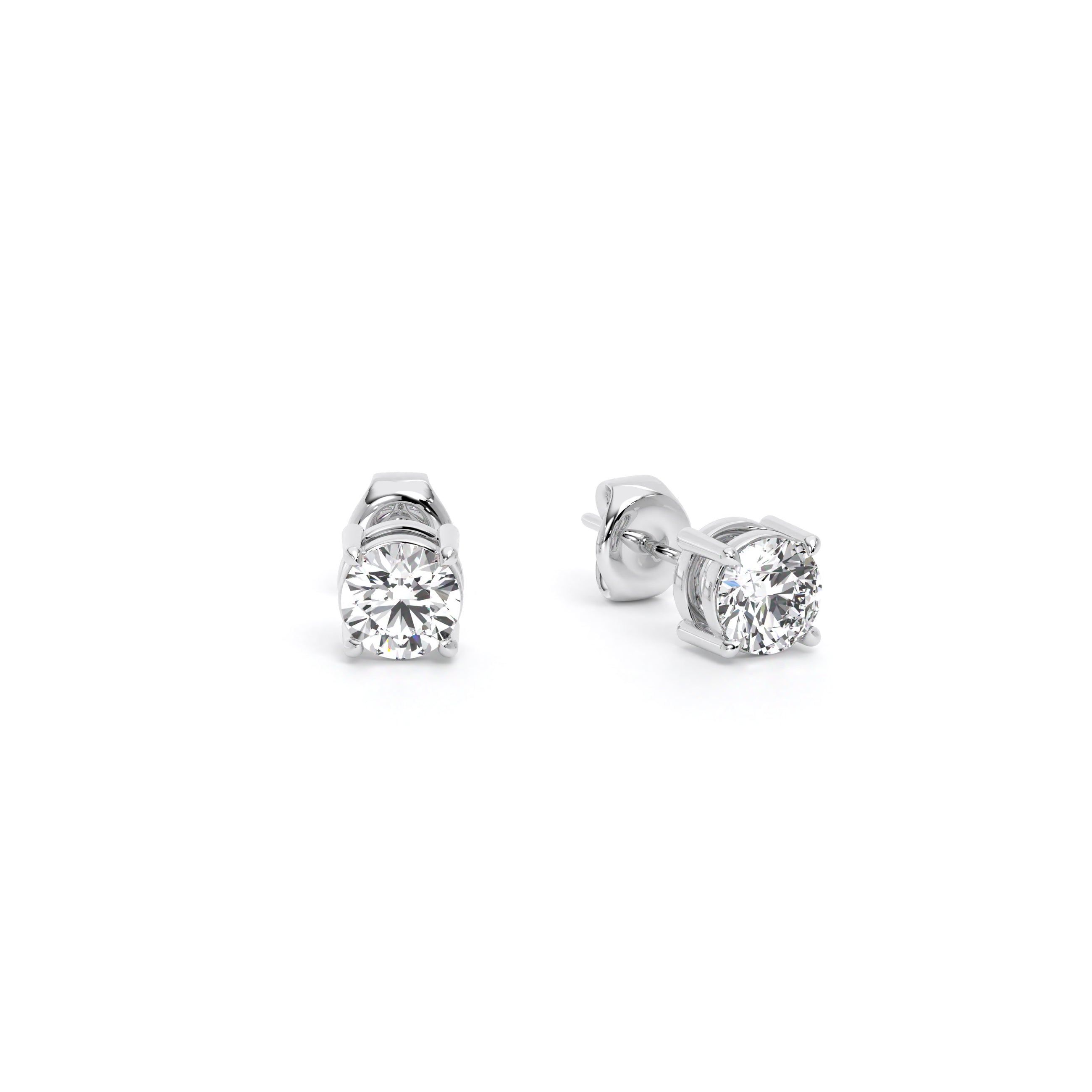 Round Diamond Stud Earrings White - Danill Jewels