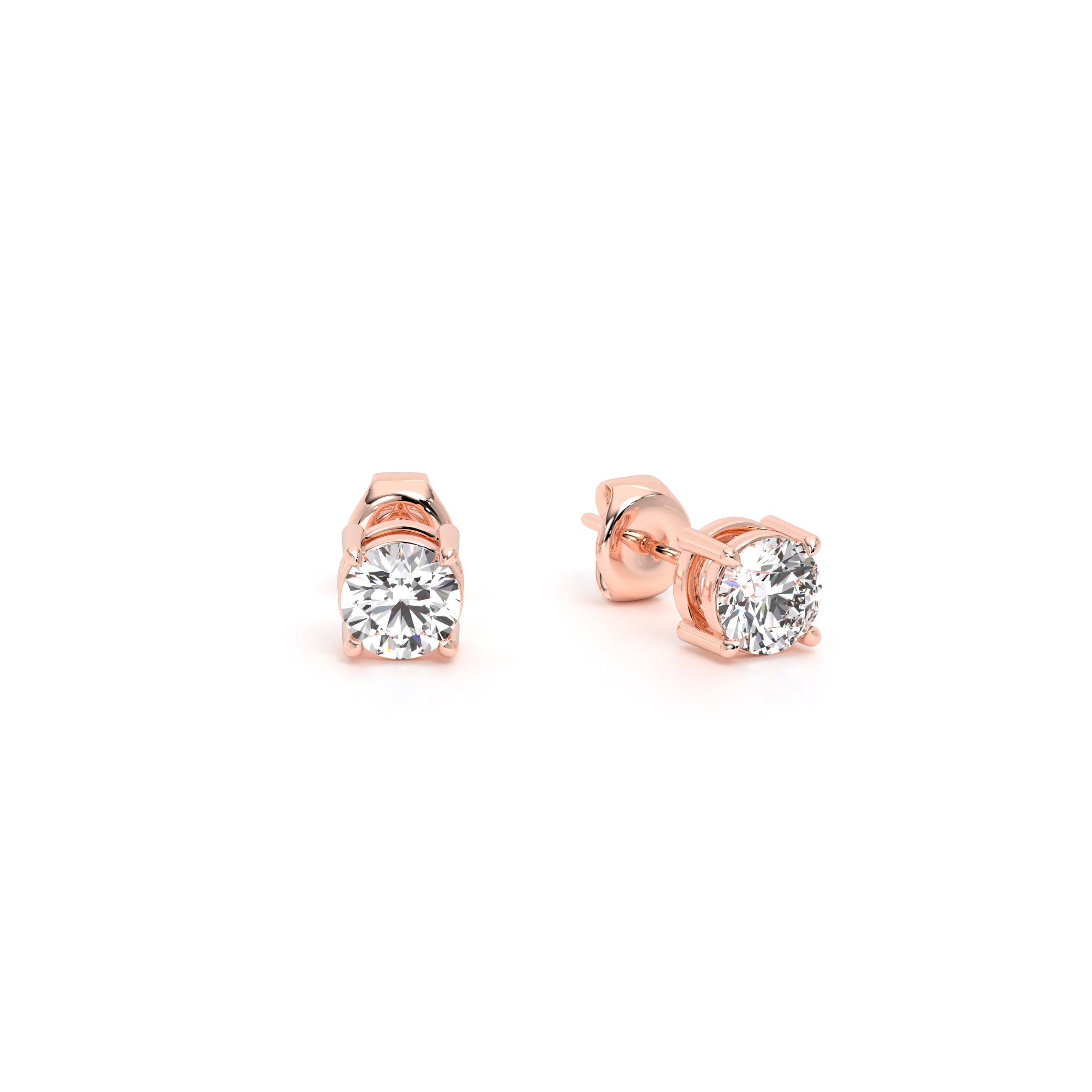 Round Diamond Stud Earrings Rose - Danill Jewels
