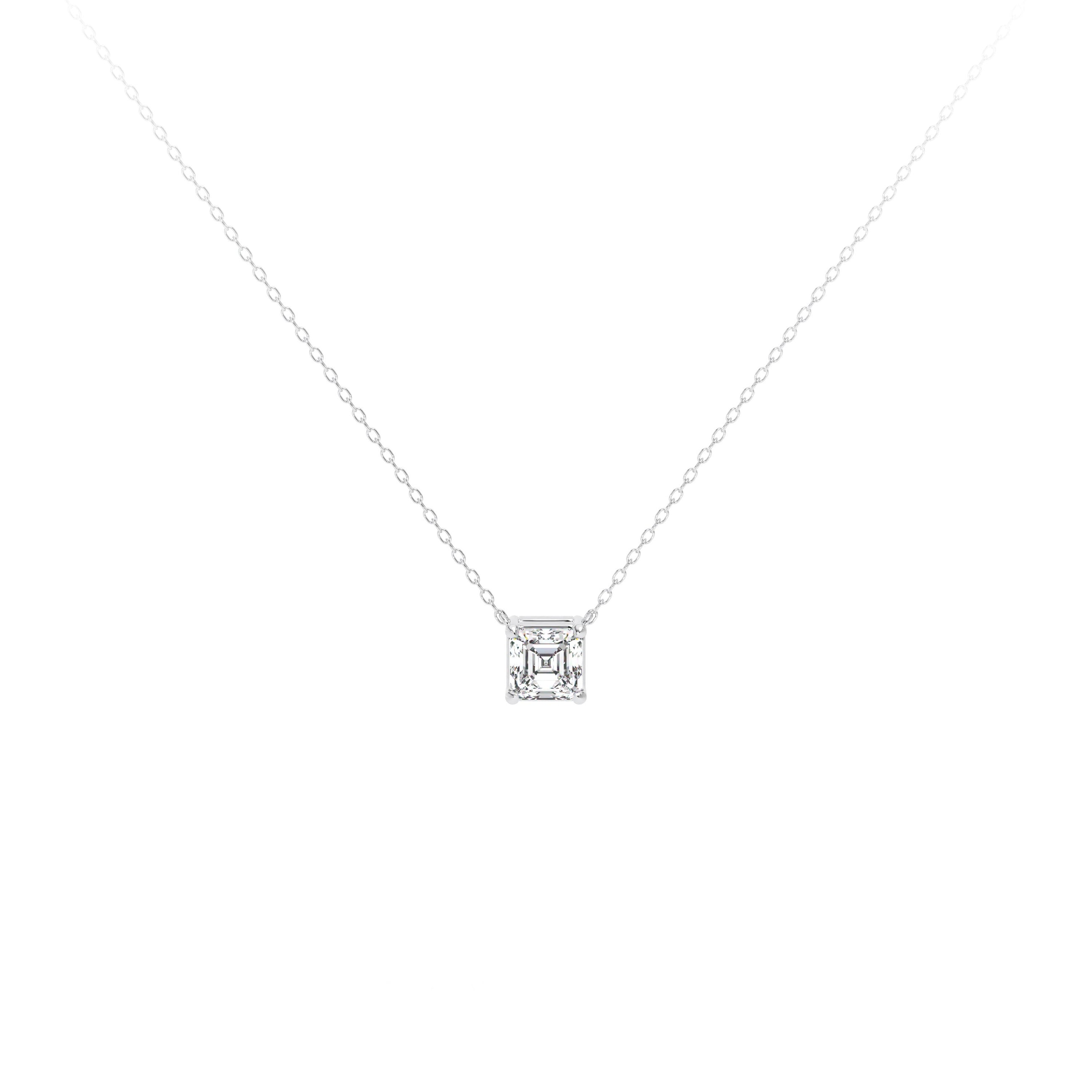 Asscher Diamond Necklace White - Danill Jewels