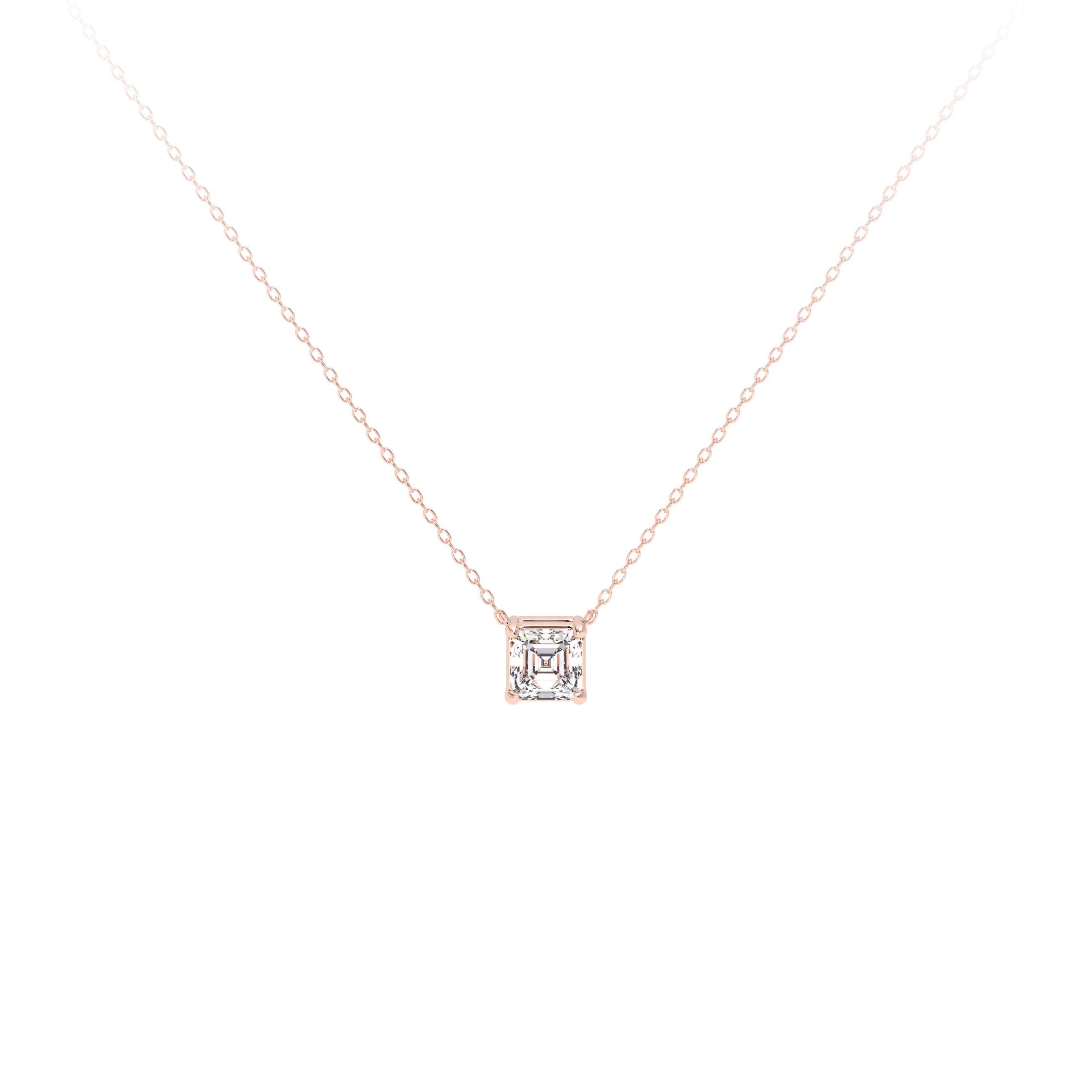 Asscher Diamond Necklace Rose - Danill Jewels