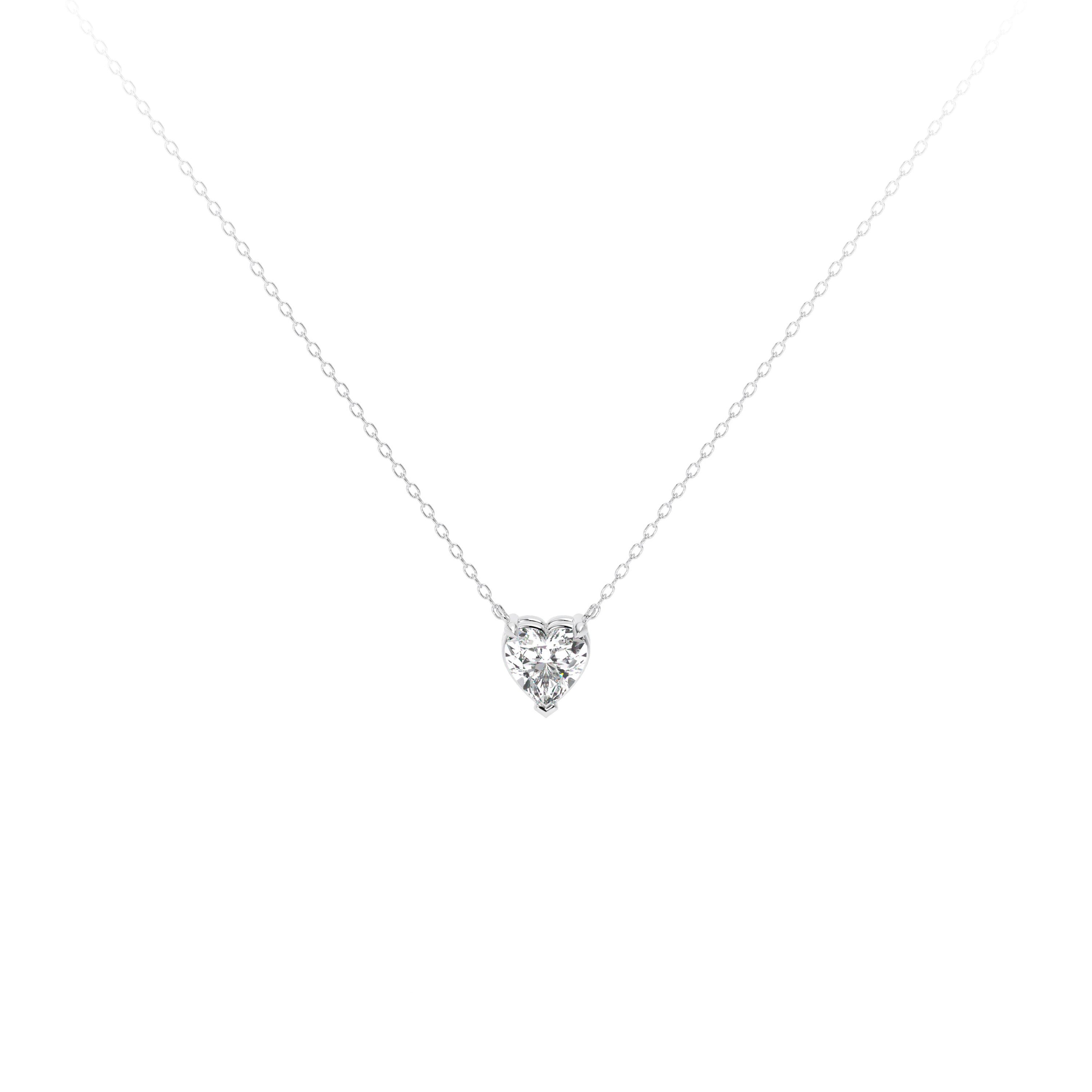 Heart Diamond Necklace White - Danill Jewels