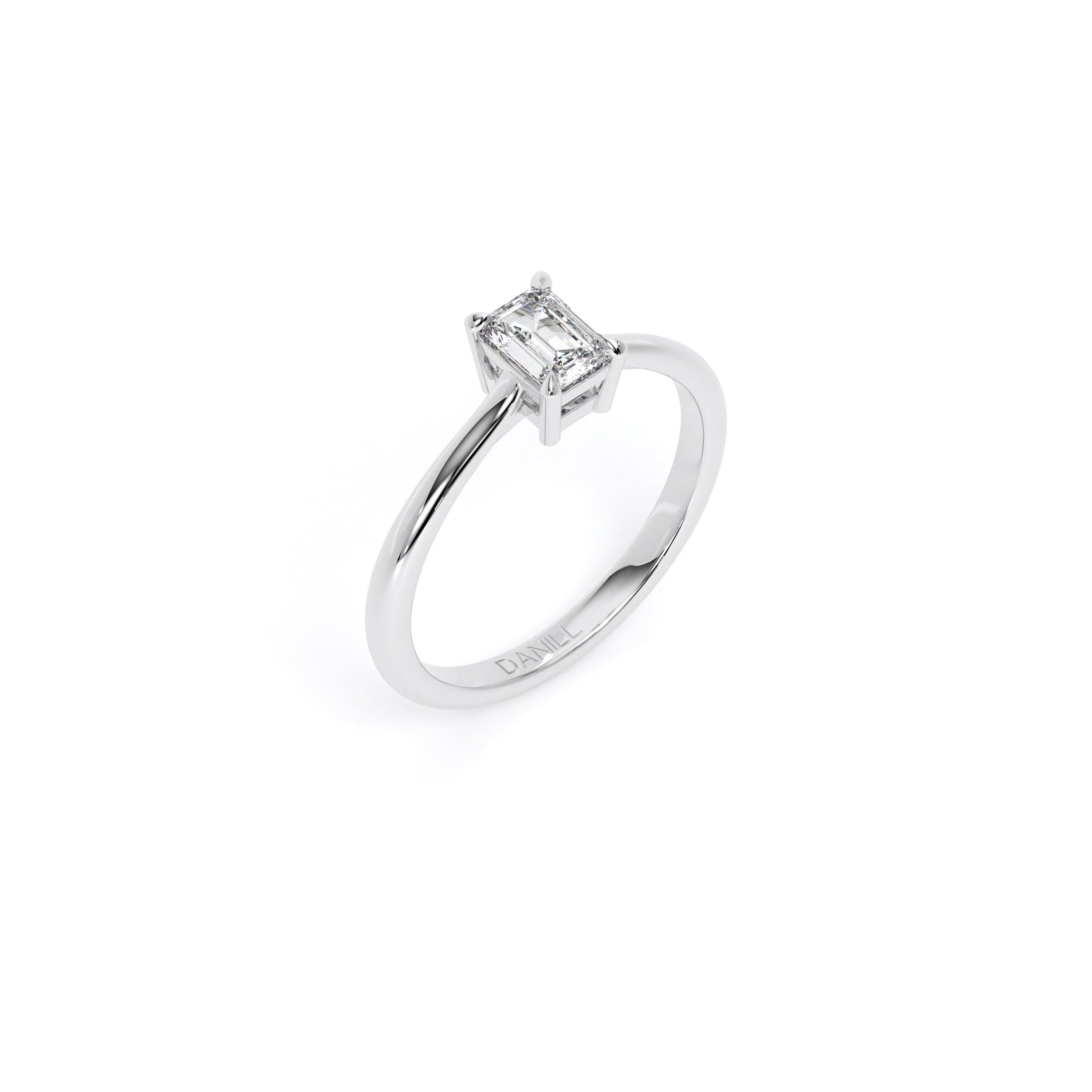 Emerald Diamond Engagement Ring White - Danill Jewels