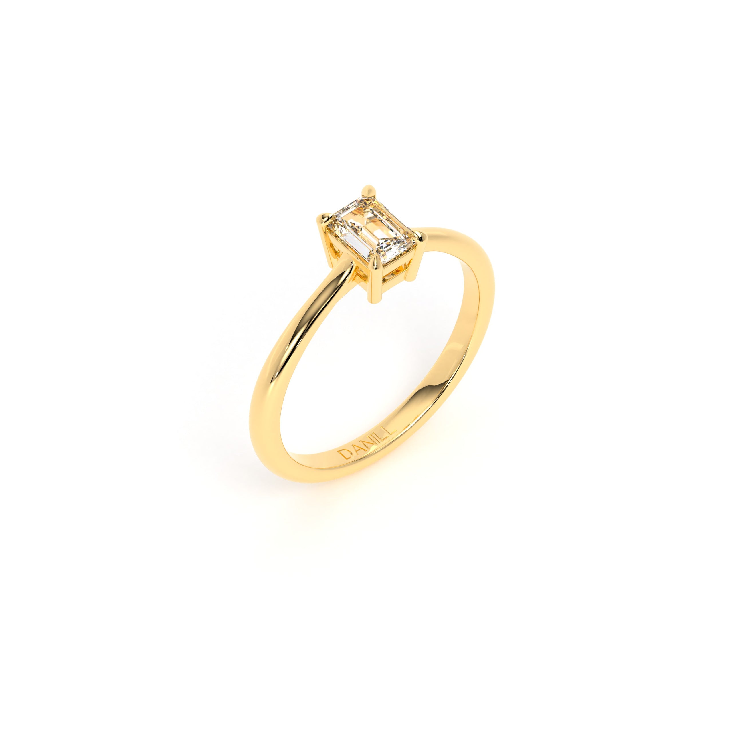 Emerald Diamond Engagement Ring Yellow - Danill Jewels