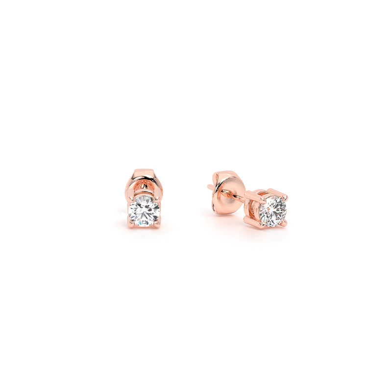 Petite Round Diamond Stud Earrings Rose - Danill Jewels