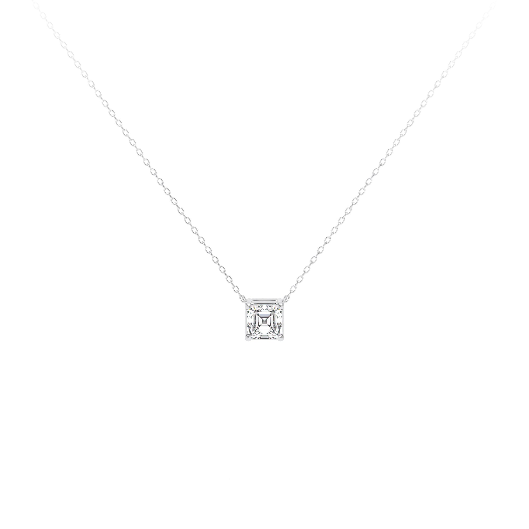 Asscher Diamond Necklace White - Danill Jewels