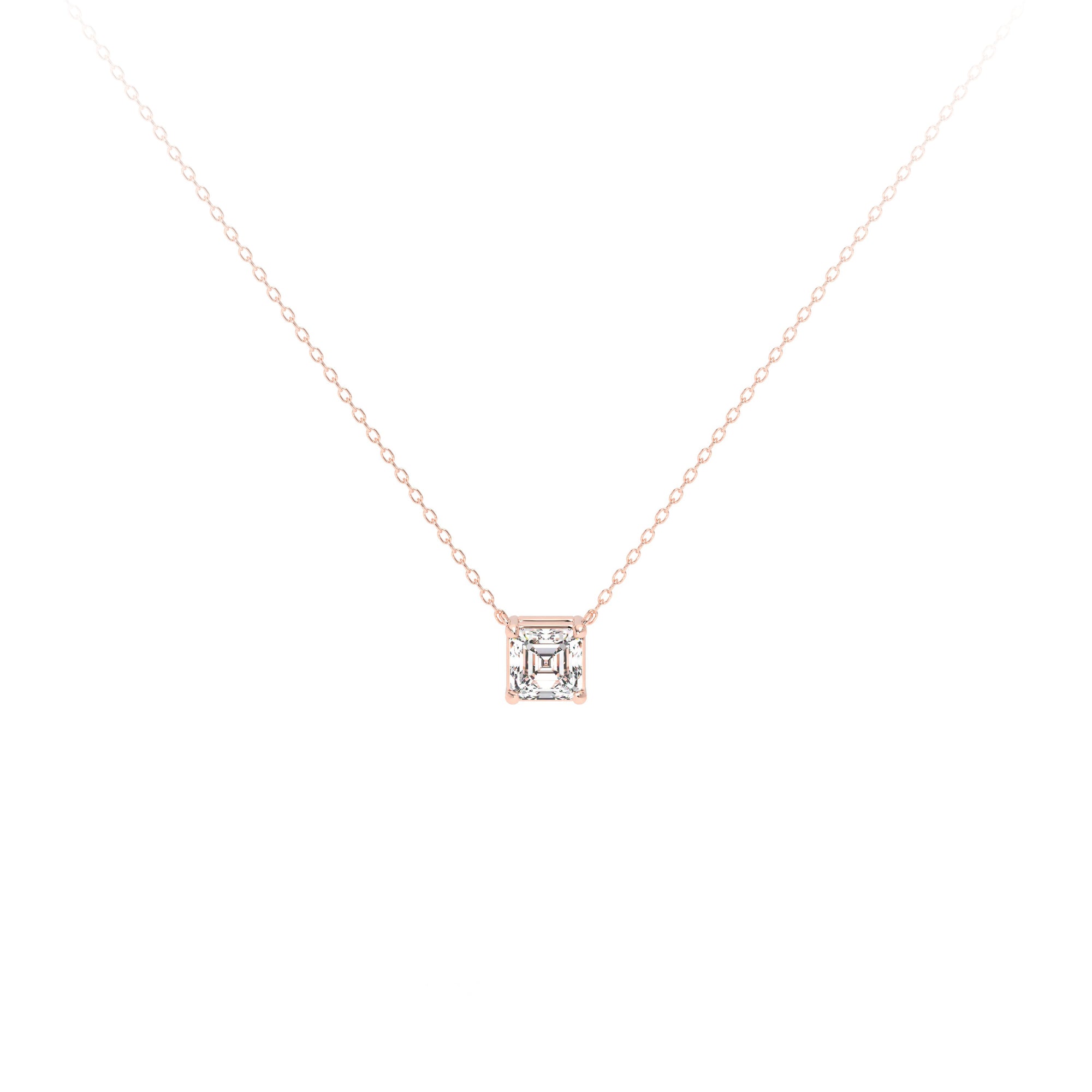 Asscher Diamond Necklace Rose - Danill Jewels